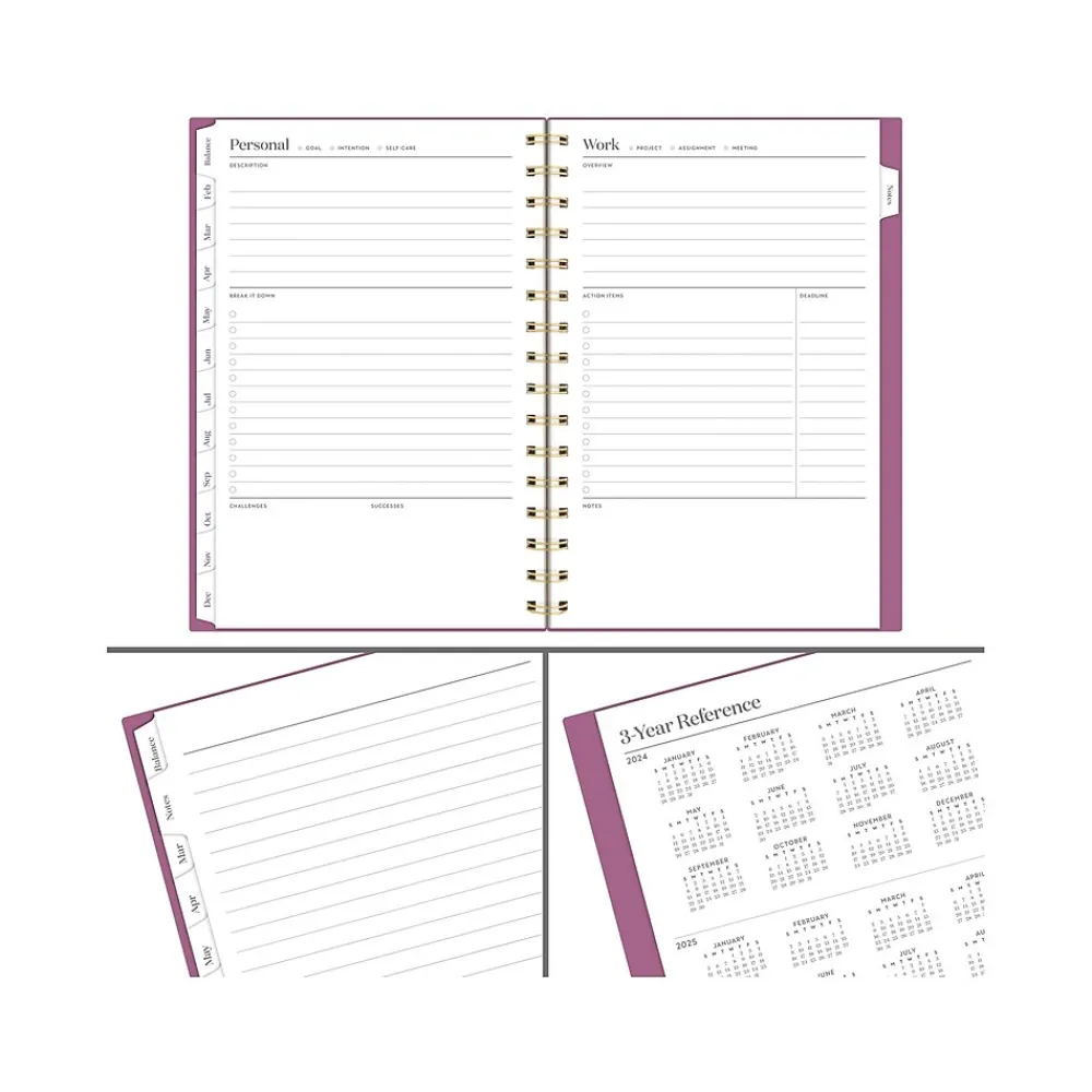 2025 Planners|Cambridge 2025 WorkStyle Balance 5.5" x 8.5" Weekly & Monthly Planner, Poly Cover, Red Violet/Gold (1606-200-59-25)