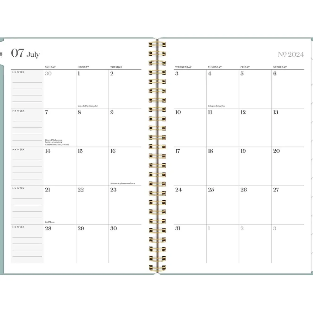 Academic Planners|Cambridge 2024-2025 WorkStyle Classic 5.5" x 8.5" Academic Weekly & Monthly Planner, Plastic Cover, Mellow Frost