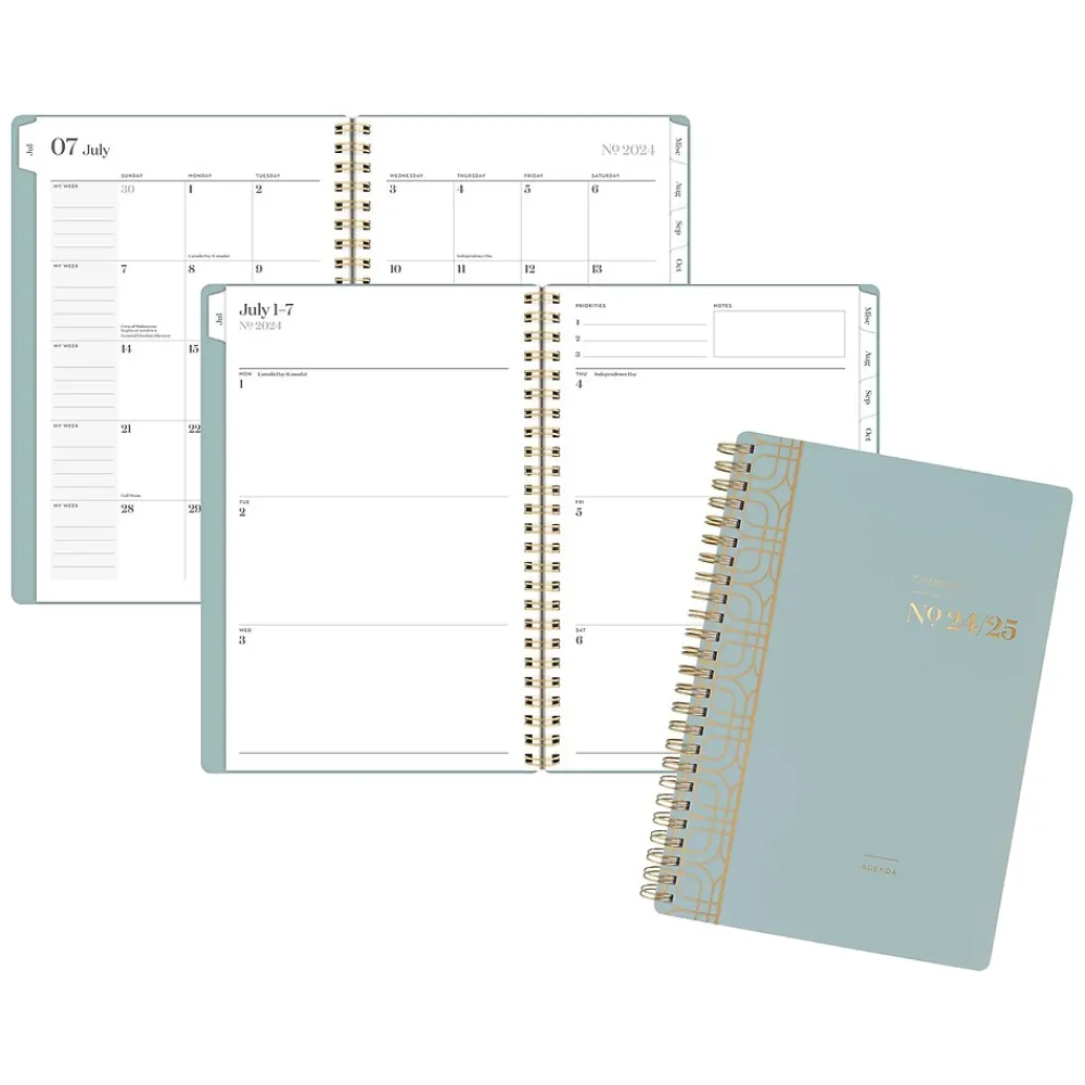 Academic Planners|Cambridge 2024-2025 WorkStyle Classic 5.5" x 8.5" Academic Weekly & Monthly Planner, Plastic Cover, Mellow Frost