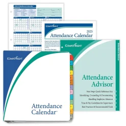 2025 Calendars|ComplyRight 2025 Attendance Tracker 36" x 24" Yearly Dry Erase Wall Calendar, Blue/White (A0101)