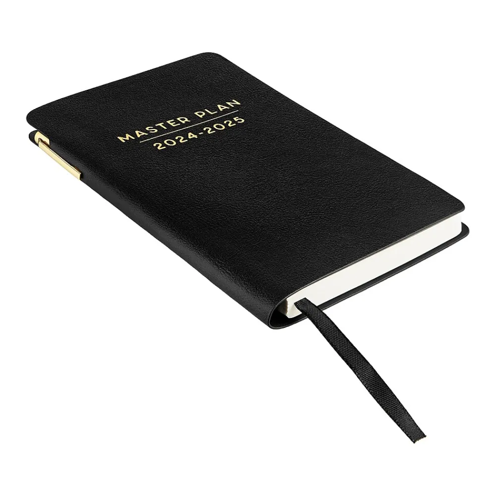 Academic Planners|Eccolo 2024-2025 4.25" x 7.5" Academic Weekly Planner, Faux Leather Cover, Black (AY25-401G)