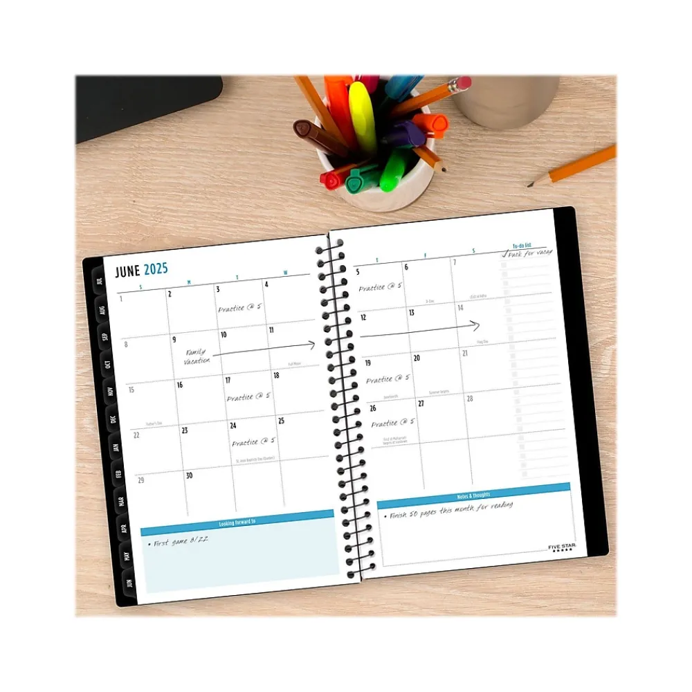 Academic Planners|Five Star 2024-2025 Advance 5.5" x 8.5" Academic Weekly & Monthly Planner, Poly Cover, Assorted Colors (CAW459-00-25)