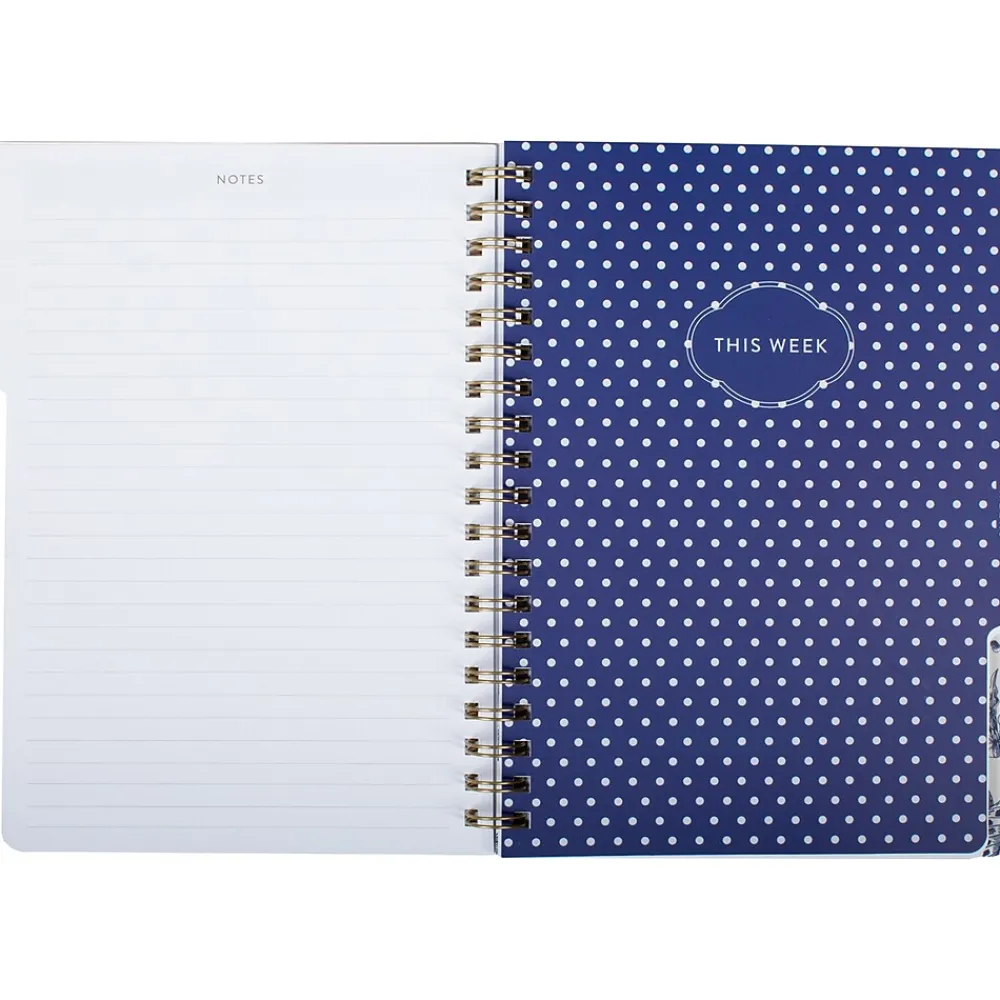 Academic Planners|Fringe 2024-2025 Chinoiserie 7.5" x 10.25" Academic Weekly & Monthly Planner, Paper Cover, White/Navy Blue (529301FSC)