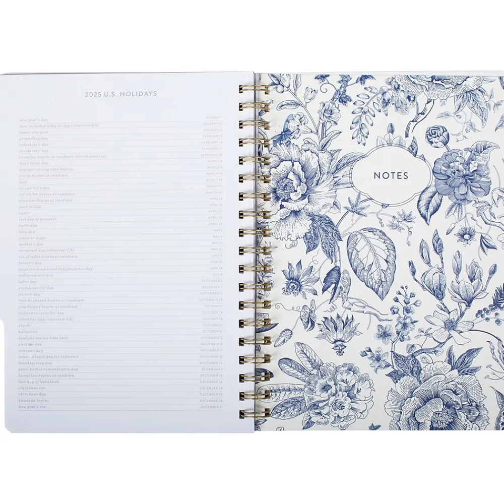 Academic Planners|Fringe 2024-2025 Chinoiserie 7.5" x 10.25" Academic Weekly & Monthly Planner, Paper Cover, White/Navy Blue (529301FSC)
