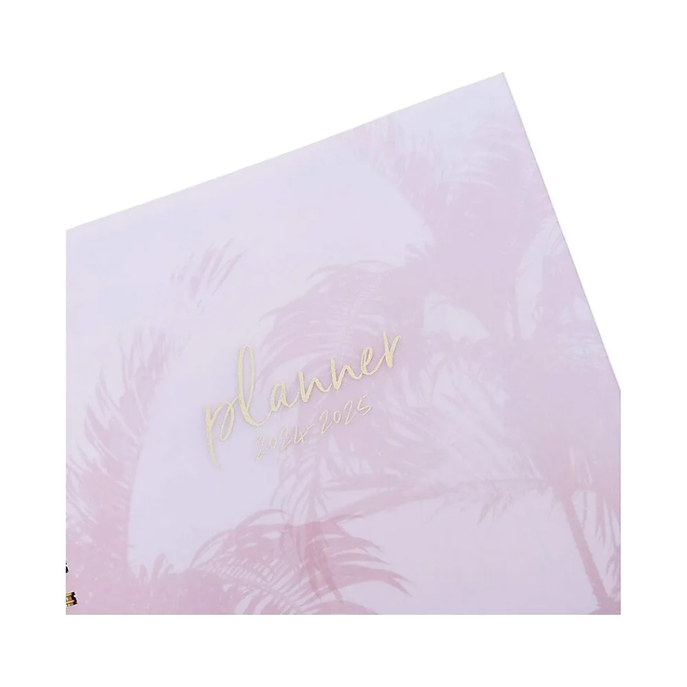 Academic Planners|Gartner Studios 2024-2025 Pink Palm Tree 9.13" x 11.3" Academic Weekly & Monthly Planner, Plastic Cover, Pink (175671)