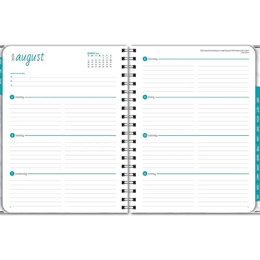 Academic Planners|Global Printed Products 2024-2025 Marble 8.5" x 11" Academic Weekly & Monthly Planner, Paper Cover, Gray/White