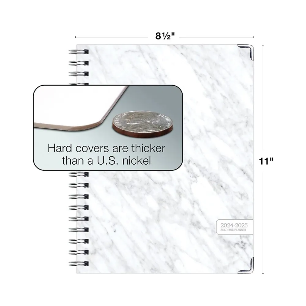 Academic Planners|Global Printed Products 2024-2025 Marble 8.5" x 11" Academic Weekly & Monthly Planner, Paper Cover, Gray/White