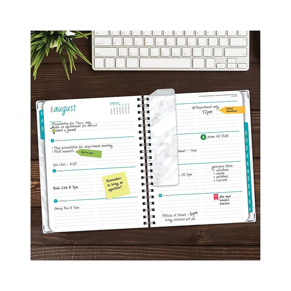 Academic Planners|Global Printed Products 2024-2025 Marble 8.5" x 11" Academic Weekly & Monthly Planner, Paper Cover, Gray/White