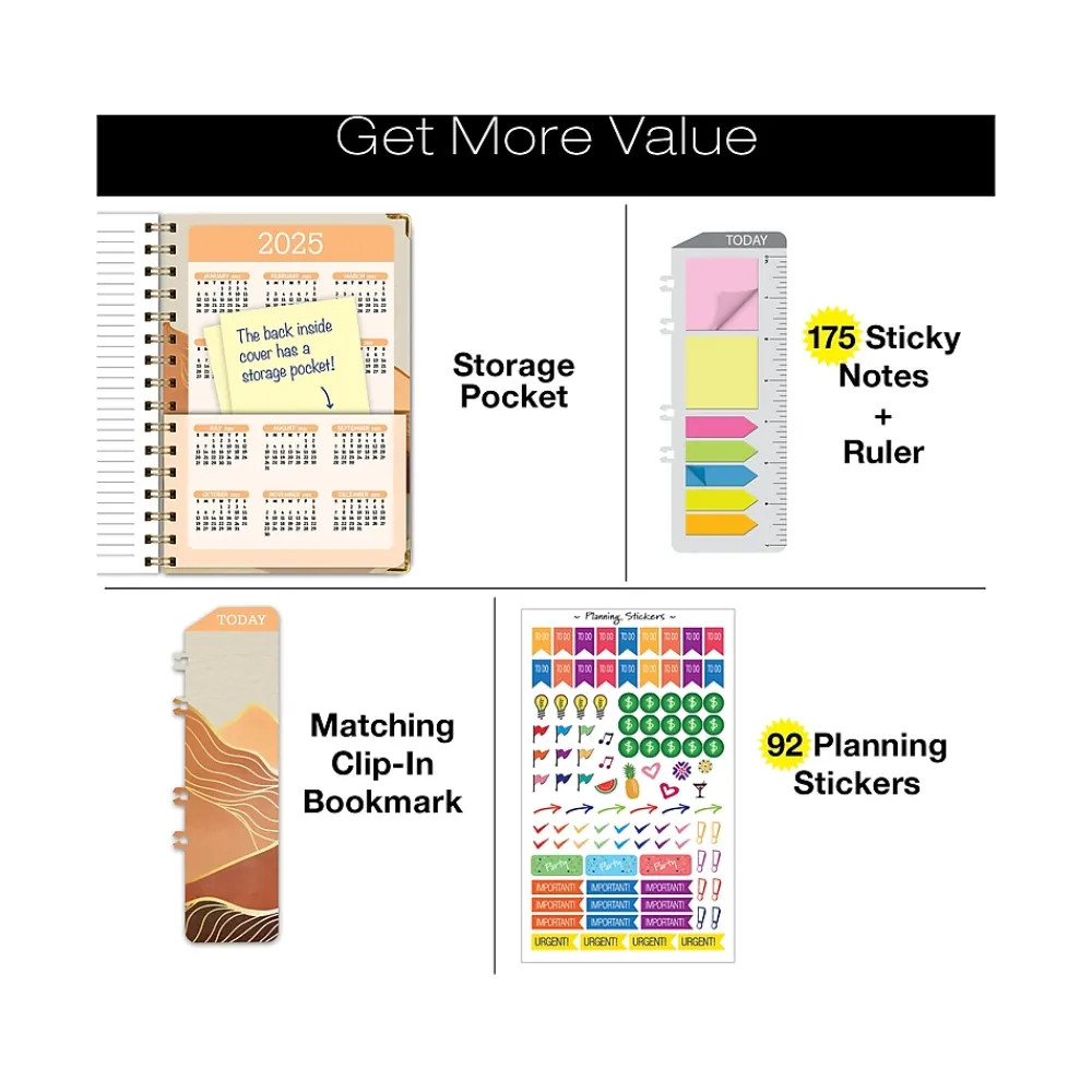 Academic Planners|Global Printed Products 2024-2025 Golden Desert 5.5" x 8" Academic Weekly & Monthly Planner, Paper Cover, Multicolor