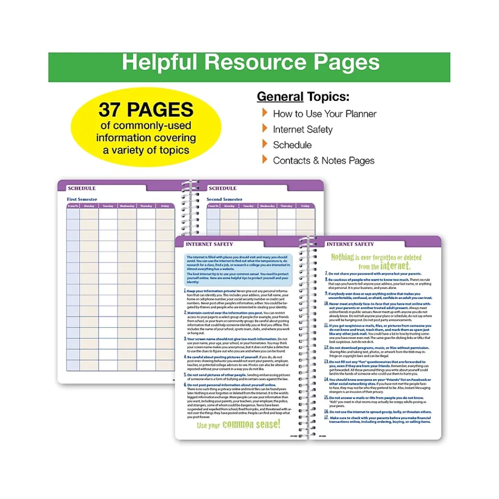Academic Planners|Global Printed Products 2024-2025 White Brick 5.5" x 8.5" Weekly & Monthly Student Planner, Paper Cover (SC24-SM-5585-S)