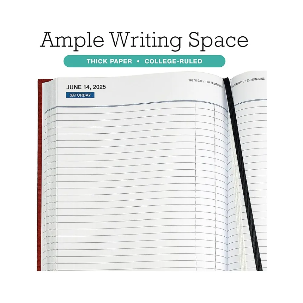 2025 Planners|Global Printed Products 2025 8" x 12.5" Daily Planner, Cardboard Cover, Red (SPLS-SDCY25-RD)