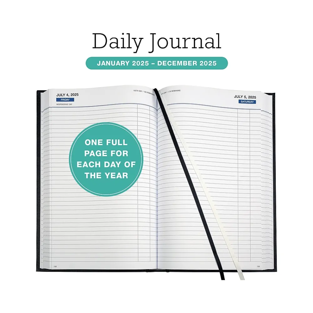 2025 Planners|Global Printed Products 2025 8" x 12.5" Daily Planner, Cardboard Cover, Black (SPLS-SDCY25-BK)