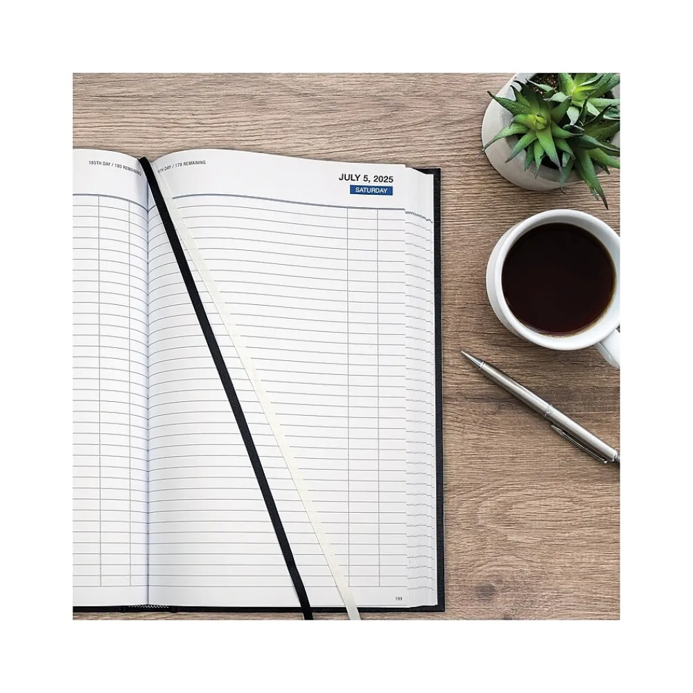 2025 Planners|Global Printed Products 2025 8" x 12.5" Daily Planner, Cardboard Cover, Black (SPLS-SDCY25-BK)