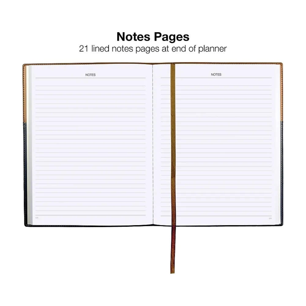 2025 Planners|Global Printed Products 2025 8" x 10" Weekly & Monthly Planner, Faux Leather Cover, Black/Brown (SPLS25-BRN810)
