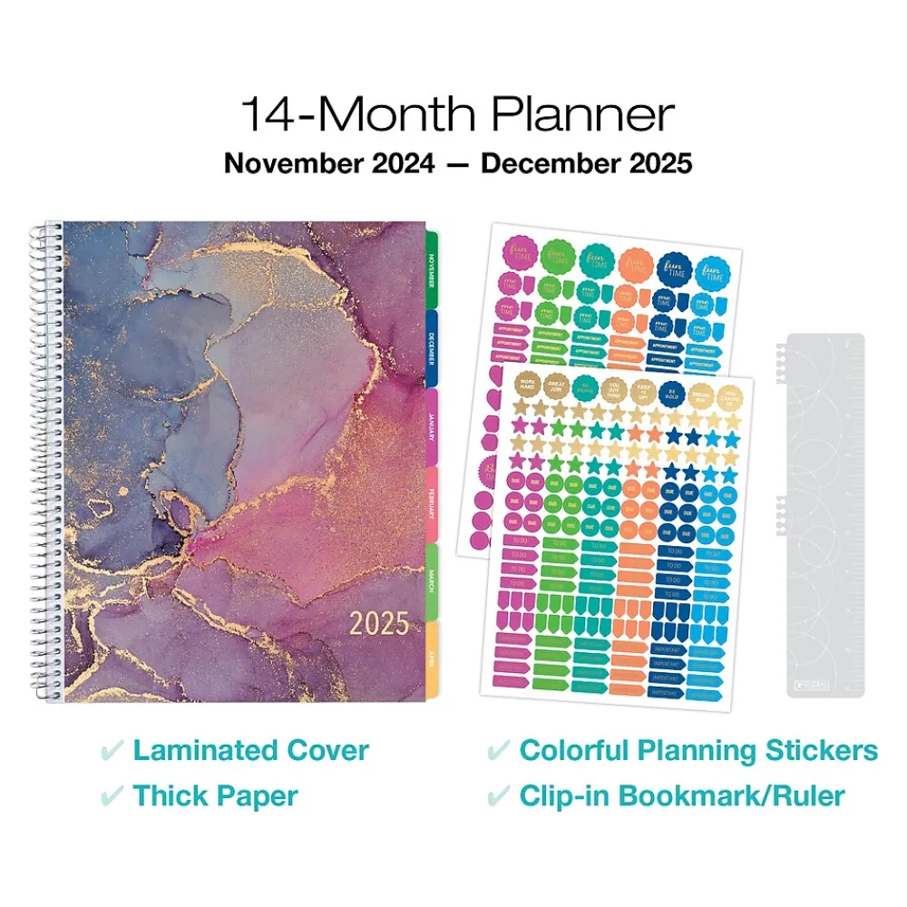2025 Planners|Global Printed Products 2025 8.5" x 11" Weekly & Monthly Planner, Plastic Cover, Purple/Blue (LAMF-RY25-35)