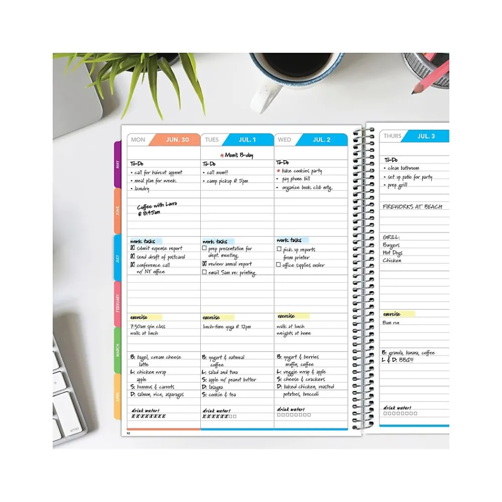 2025 Planners|Global Printed Products 2025 8.5" x 11" Weekly & Monthly Planner, Plastic Cover, Purple/Blue (LAMF-RY25-35)