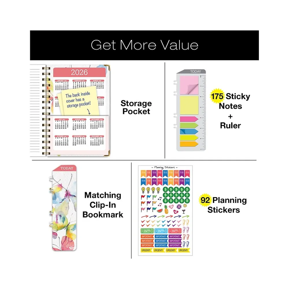 2025 Planners|Global Printed Products 2025 5.5" x 8" Weekly & Monthly Planner, Paperboard Cover, Multicolor (SPLS25-58-33)