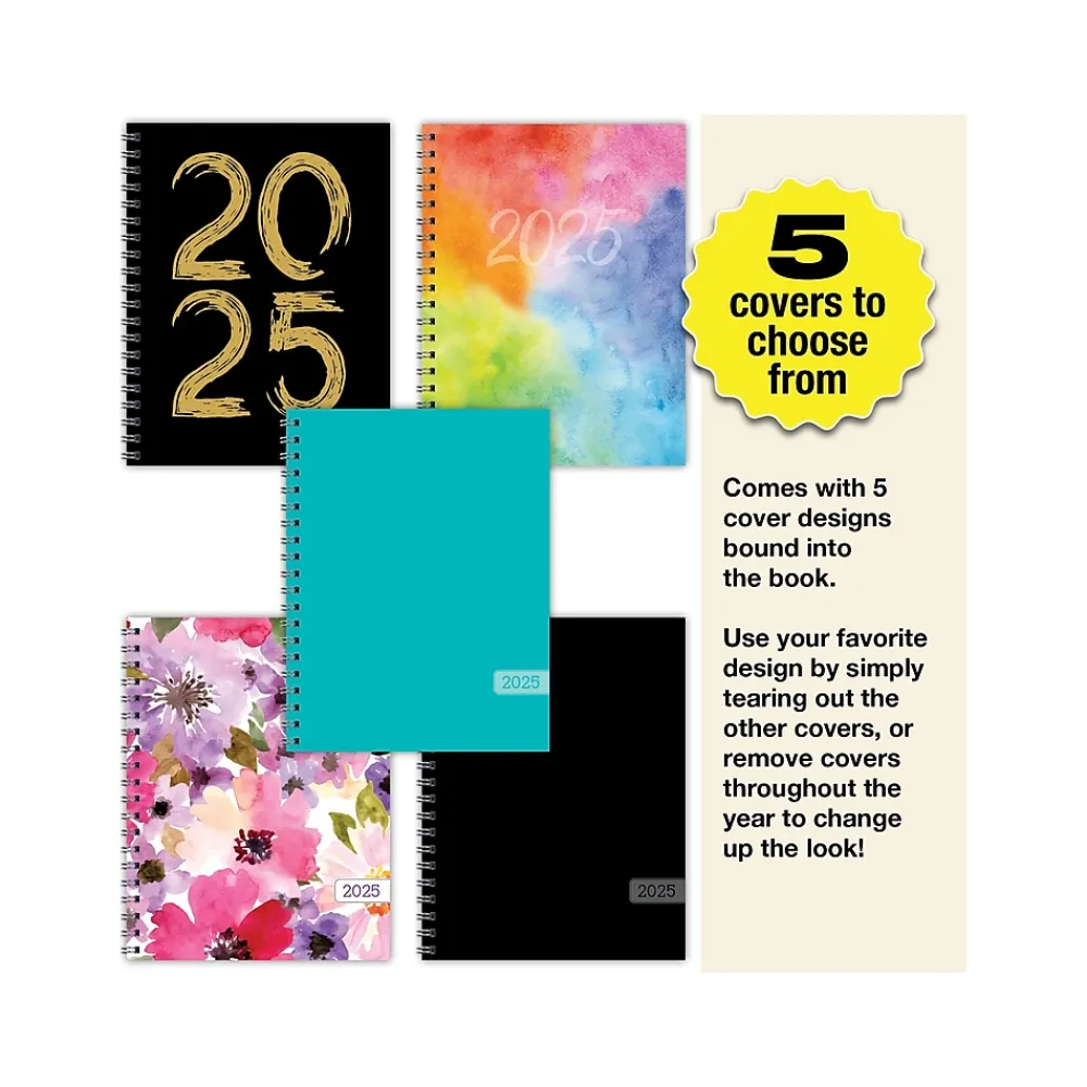 2025 Planners|Global Printed Products 2025 8.5" x 11" Weekly & Monthly Planner, Plastic Cover, Black/Gold (SPLS25-8511-F)