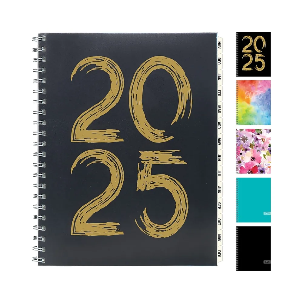 2025 Planners|Global Printed Products 2025 8.5" x 11" Weekly & Monthly Planner, Plastic Cover, Black/Gold (SPLS25-8511-F)