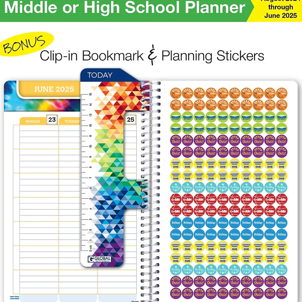 Academic Planners|Global Printed Products 2024-2025 5.5" x 8.5" Academic Year Planner, Paper Cover, Multicolor (AY24SM558503-CP)