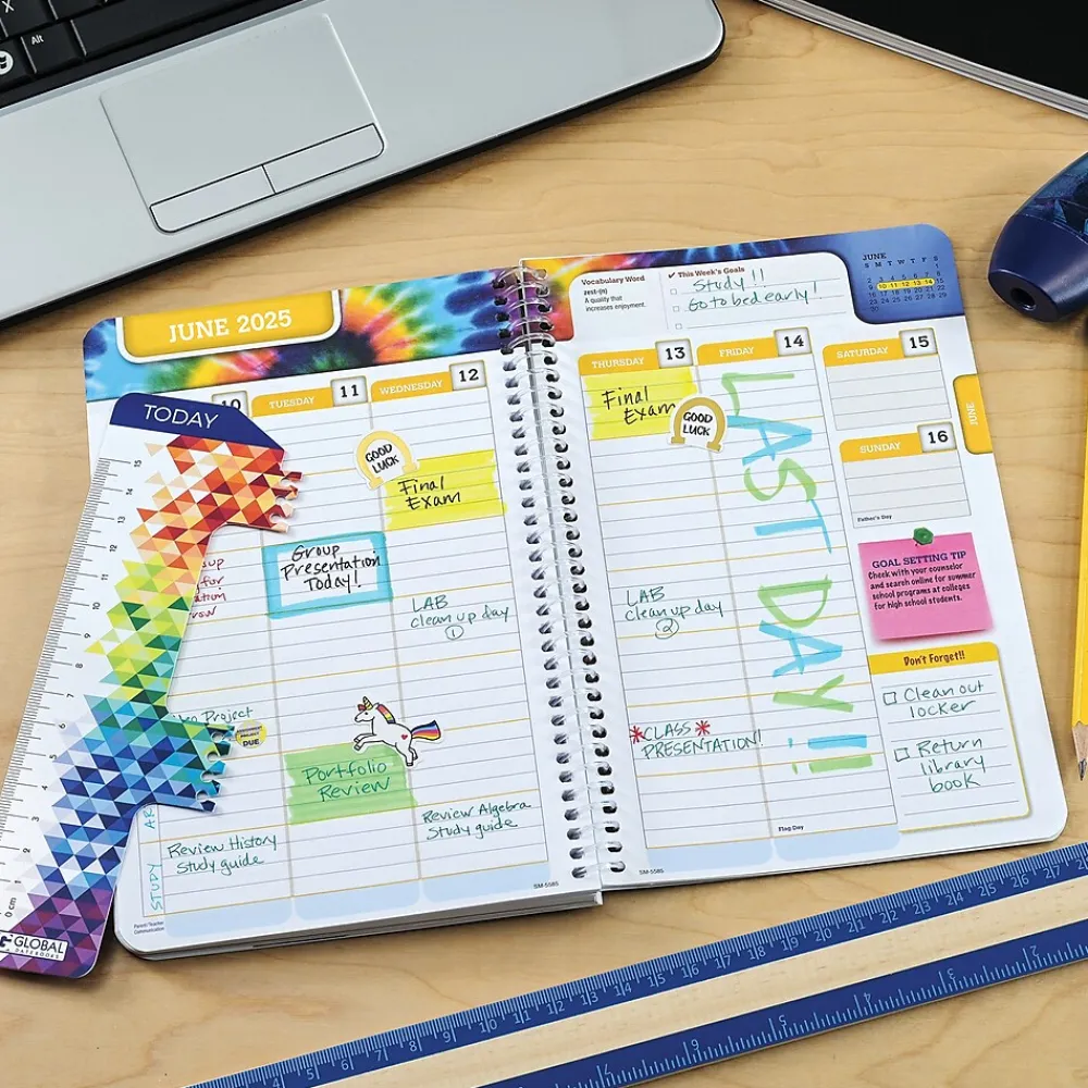 Academic Planners|Global Printed Products 2024-2025 5.5" x 8.5" Academic Year Planner, Paper Cover, Multicolor (AY24SM558503-CP)