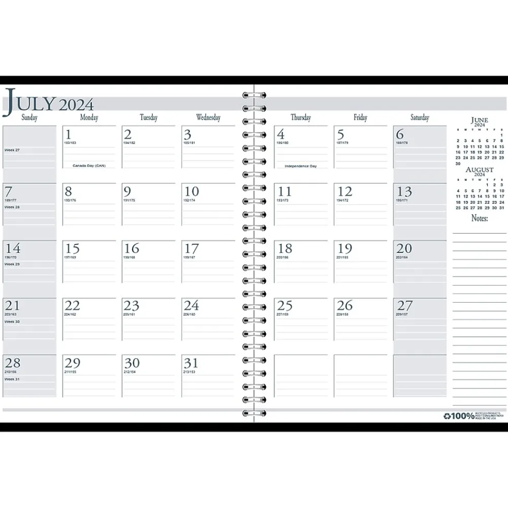 Academic Planners|House of Doolittle 2024-2025 8.5" x 11" Academic Monthly Planner, Leatherette Cover, Black (26302-25)