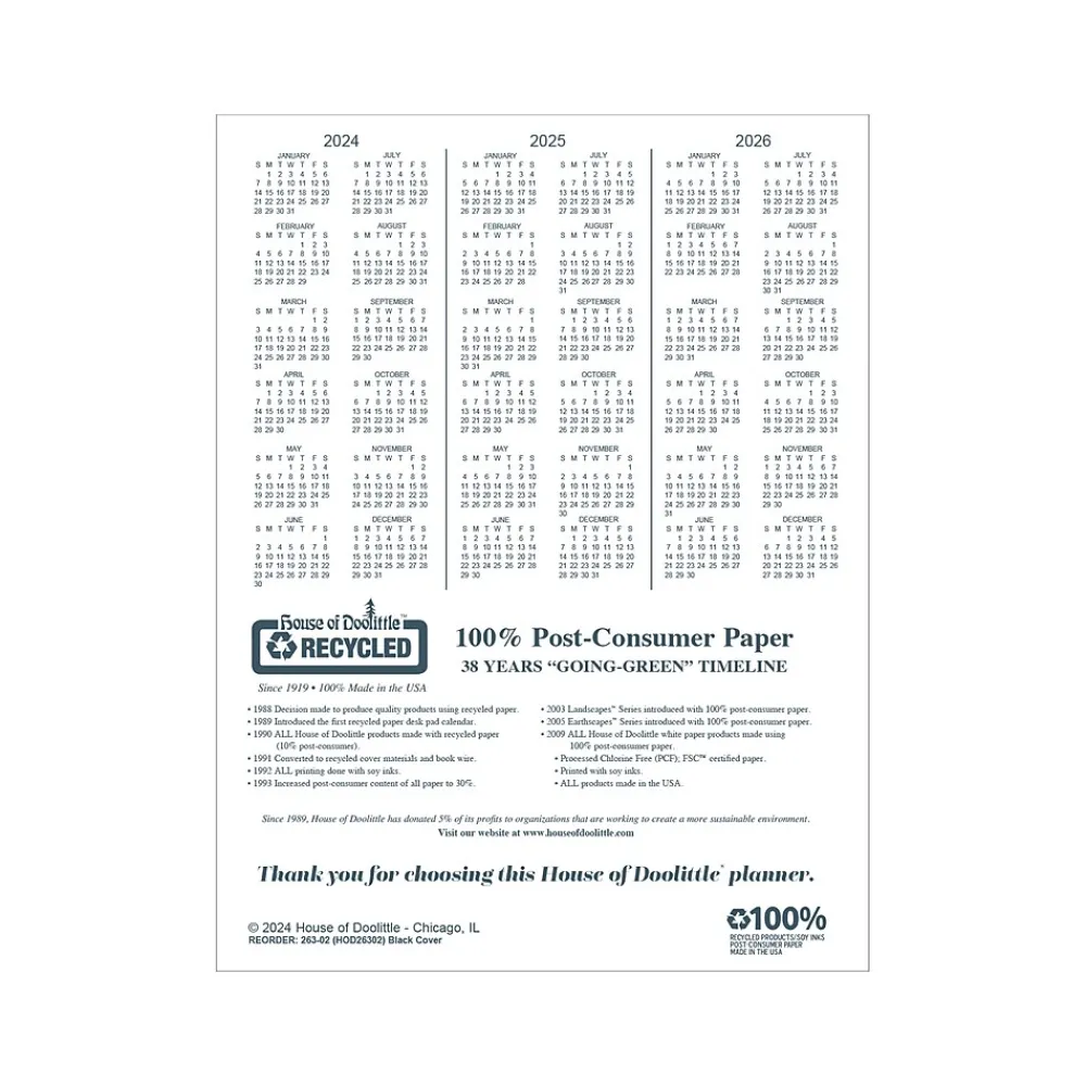 Academic Planners|House of Doolittle 2024-2025 8.5" x 11" Academic Monthly Planner, Leatherette Cover, Black (26302-25)