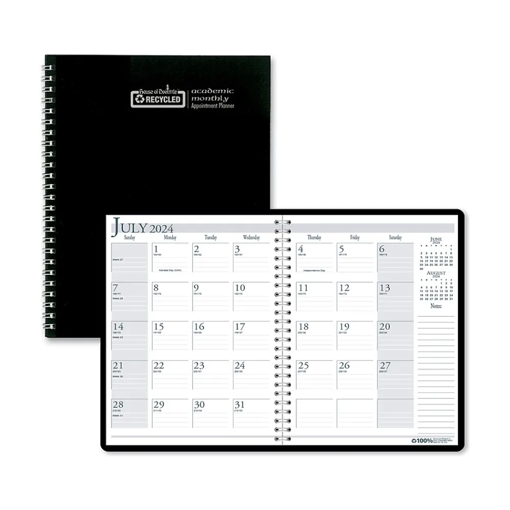 Academic Planners|House of Doolittle 2024-2025 8.5" x 11" Academic Monthly Planner, Leatherette Cover, Bright Blue (26308-25)
