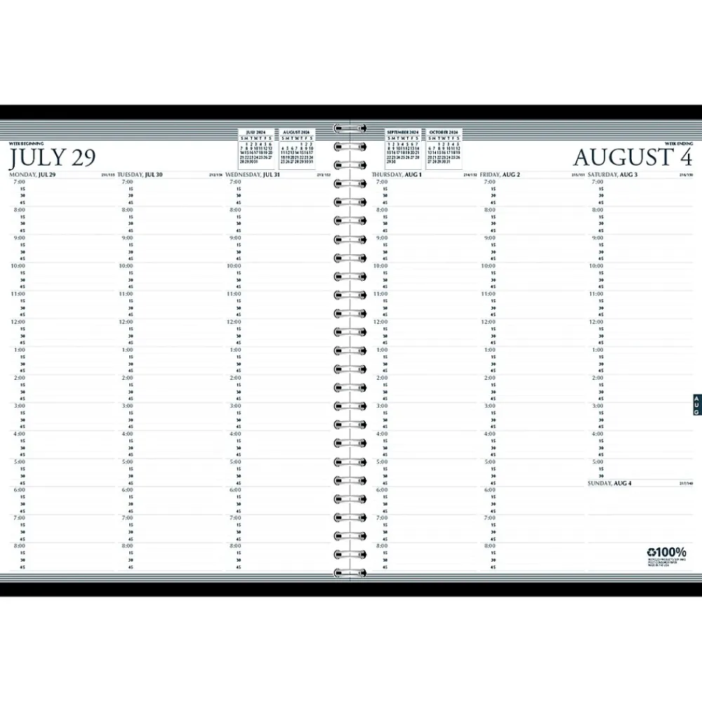 Academic Planners|House of Doolittle 2024-2025 8.5" x 11" Academic Weekly Appointment Book, Leatherette Cover, Black (257202-25)