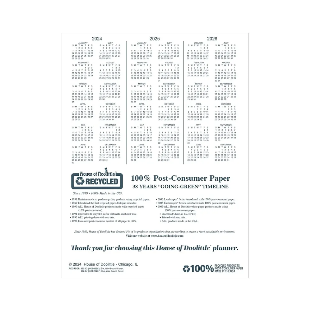 2025 Planners|House of Doolittle 2025 8.5" x 11" Monthly Planner, Faux Leather Cover, Blue (26207-25)