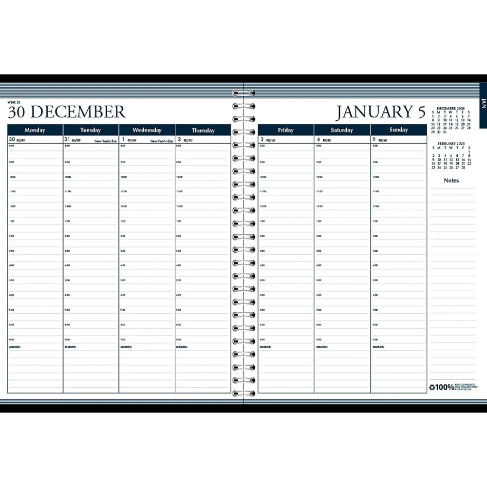 2025 Planners|House of Doolittle 2025 8.5" x 11" Weekly & Monthly Appointment Book, Faux Leather Cover, Black (28302-25)