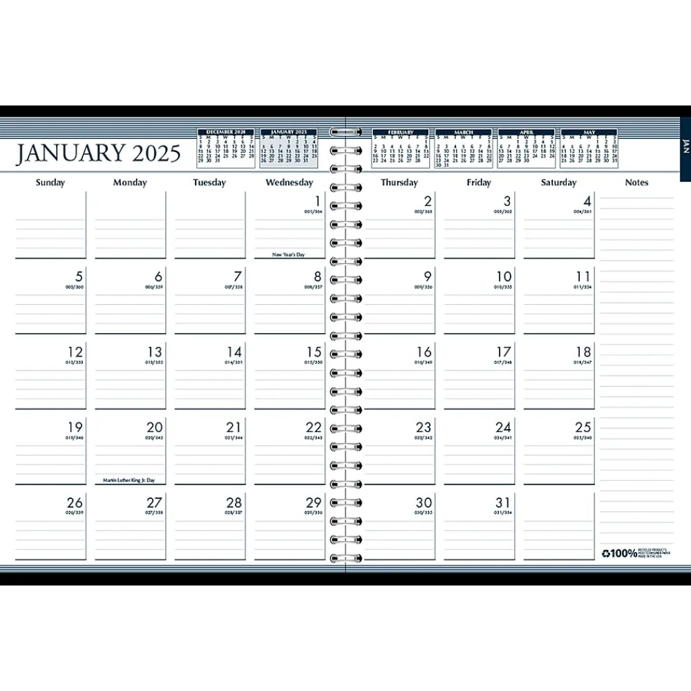 2025 Planners|House of Doolittle 2025 8.5" x 11" Weekly & Monthly Appointment Book, Faux Leather Cover, Black (28302-25)