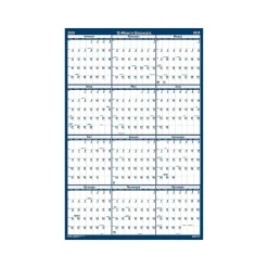 2025 Calendars|House of Doolittle 2025 37" x 24" Yearly Wet-Erase Wall Calendar, Reversible, White/Blue (396-25)