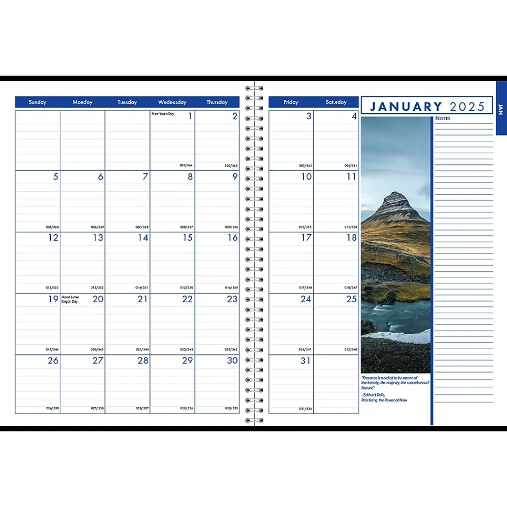 2025 Planners|House of Doolittle 2025 Earthscapes 8.5" x 11" Weekly & Monthly Planner, Leatherette Cover, Black (27302-25)