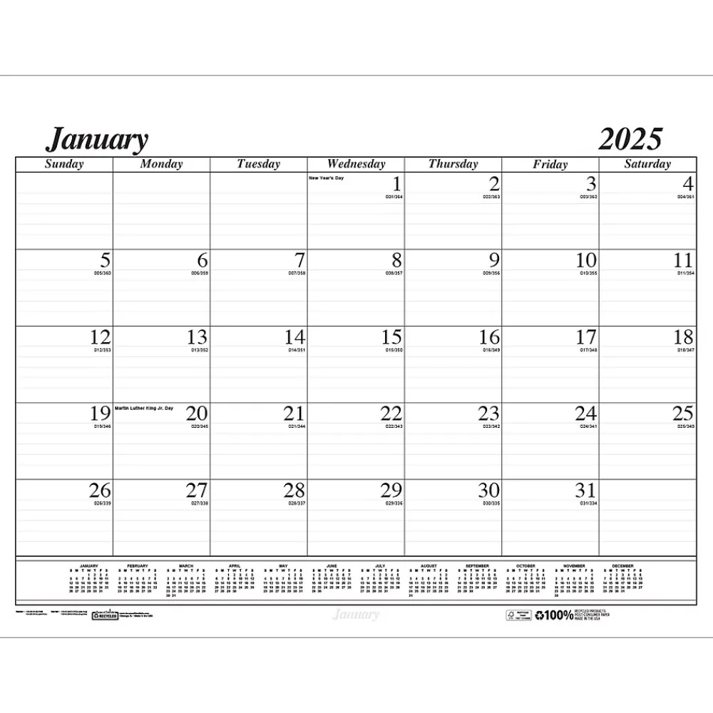 Calendars & Planners Refills|House of Doolittle 2025 Economy 17" x 22" Monthly Desk Pad Calendar Refill, White/Black (126-25)