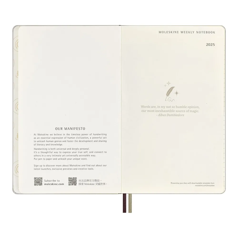 2025 Planners|Moleskine 2025 Limited Edition Harry Potter Wingardium Leviosa 5" x 8.25" Weekly Planner, Pearl Gray (DHP12WN3Y25)