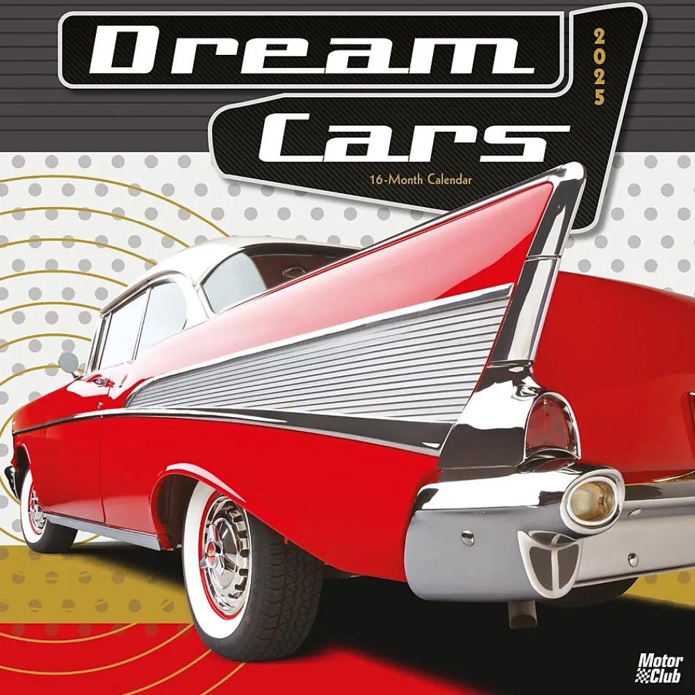 2025 Calendars|BrownTrout 2025 Motor Club Dream Cars 12" x 24" Monthly Square Wall Calendar, (9781975479619)