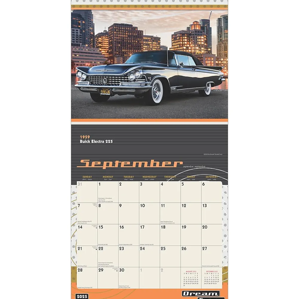 2025 Calendars|BrownTrout 2025 Motor Club Dream Cars 12" x 24" Monthly Square Wall Calendar, (9781975479619)