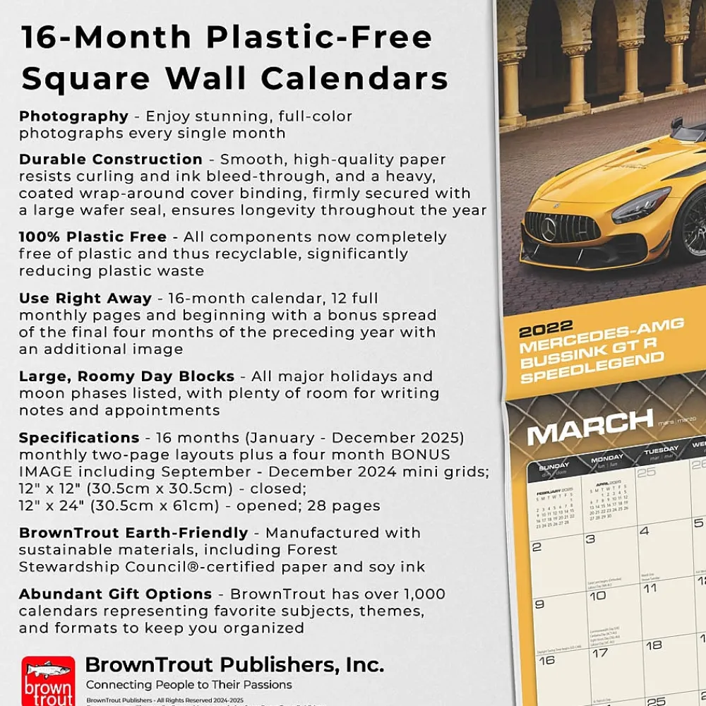 2025 Calendars|BrownTrout 2025 Motor Club Supercars 12" x 12" Monthly Square Wall Calendar (9781975477844)