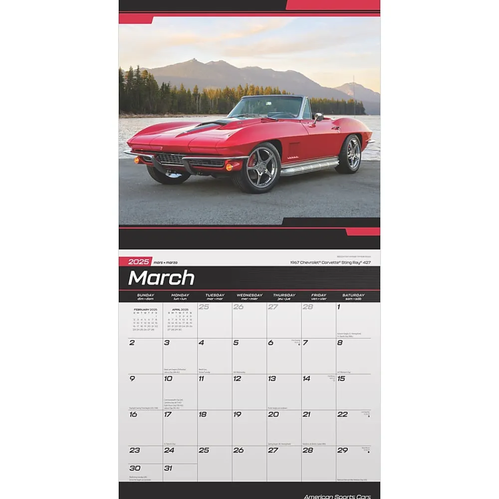 2025 Calendars|Plato 2025 American Sports Cars 12" x 12" Monthly Wall Calendar (9781975480103)