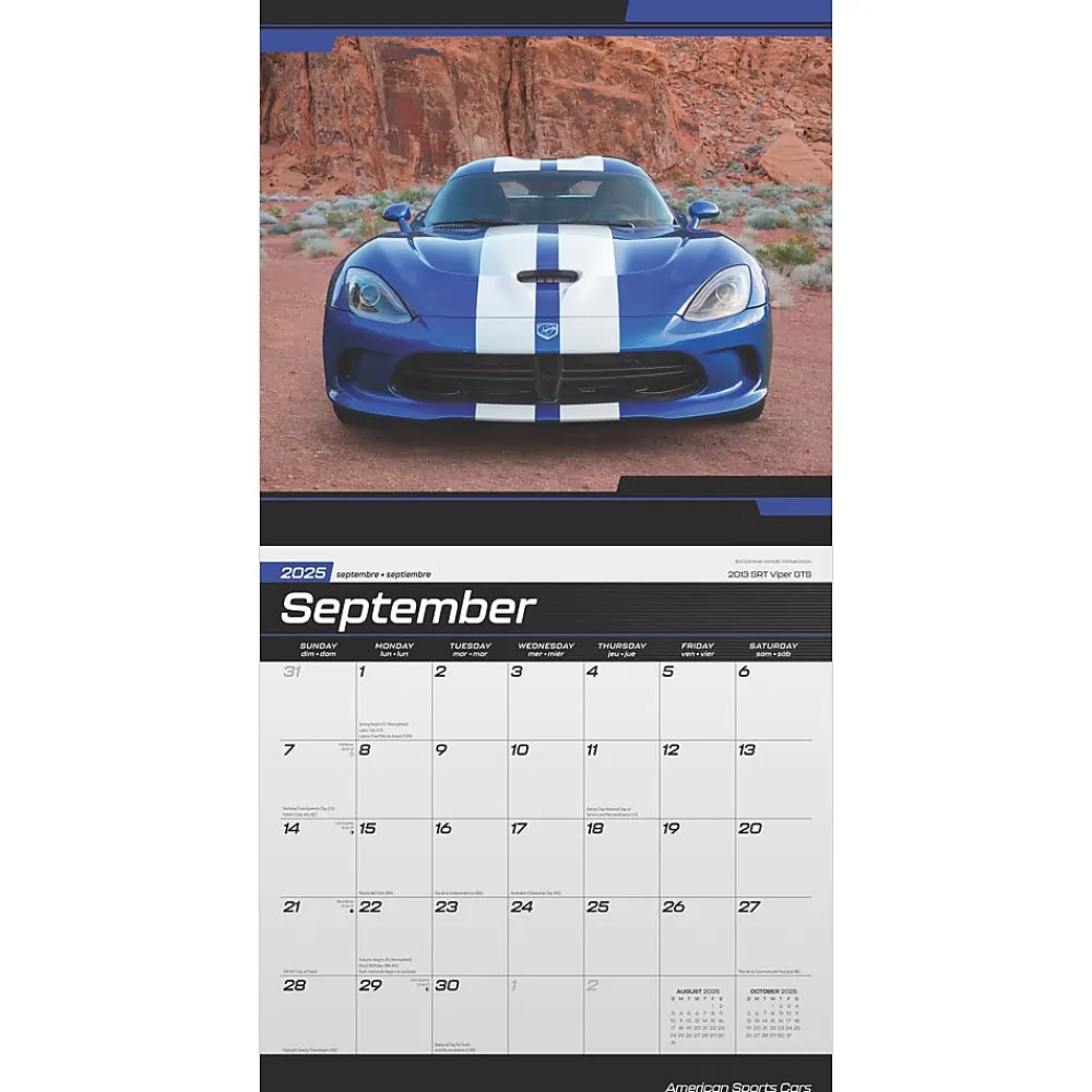 2025 Calendars|Plato 2025 American Sports Cars 12" x 12" Monthly Wall Calendar (9781975480103)