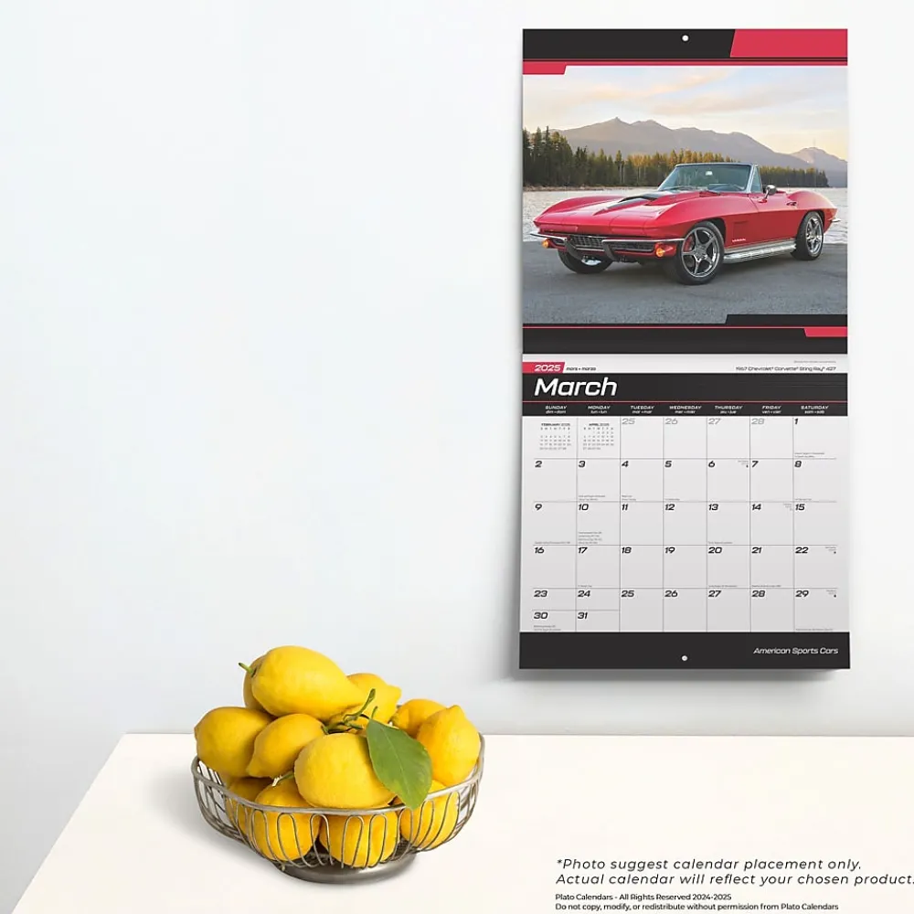 2025 Calendars|Plato 2025 American Sports Cars 12" x 12" Monthly Wall Calendar (9781975480103)