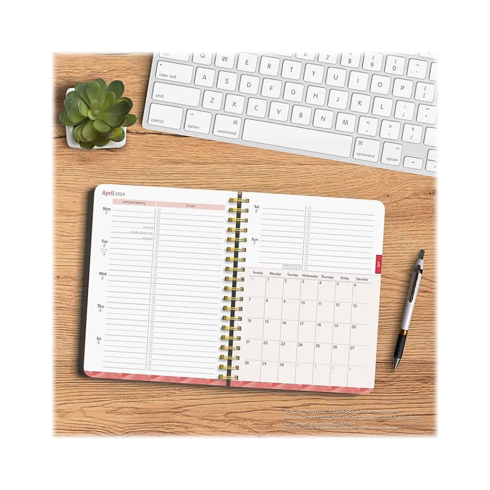 Academic Planners|Plato 2024 Crackled Blush 6" x 7.75" Academic & Calendar Weekly Planner, Paperboard Cover, Multicolor (9781975457419)