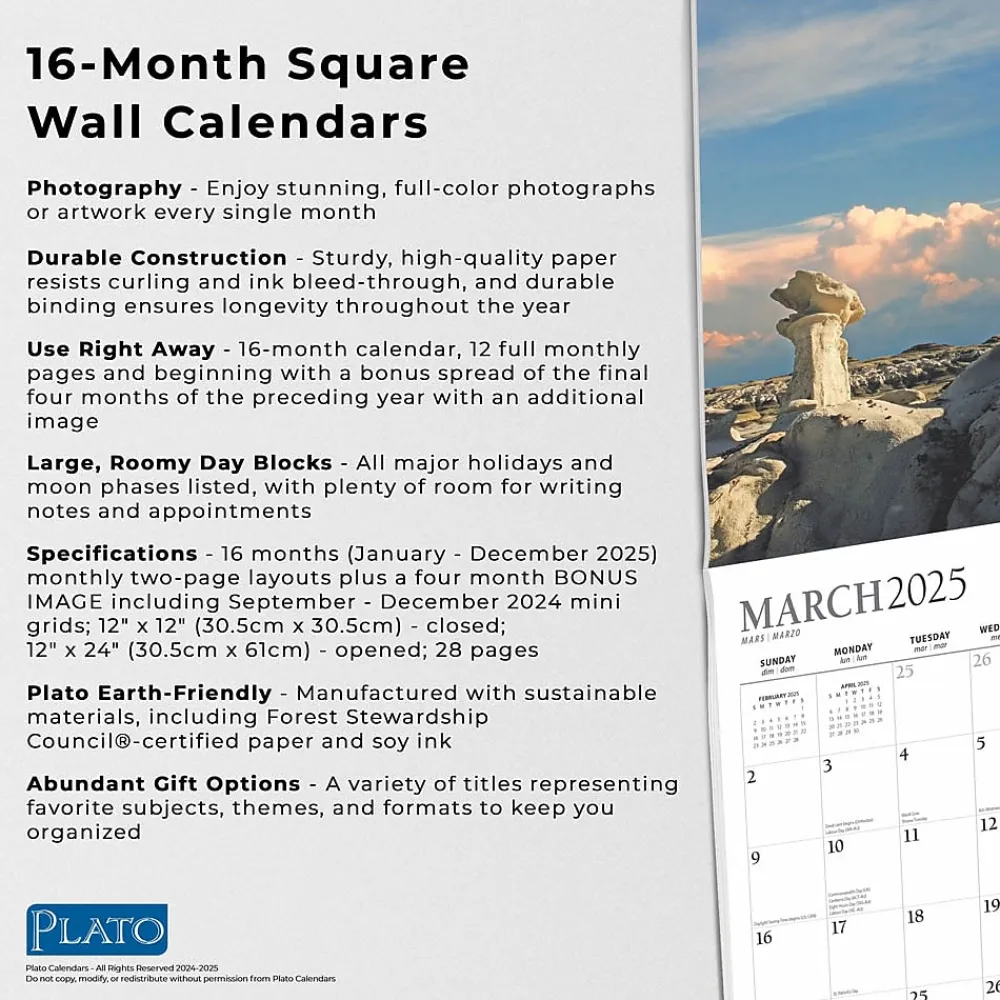 2025 Calendars|Plato 2025 Magic Places 12" x 12" Monthly Square Wall Calendar (9781975478896)