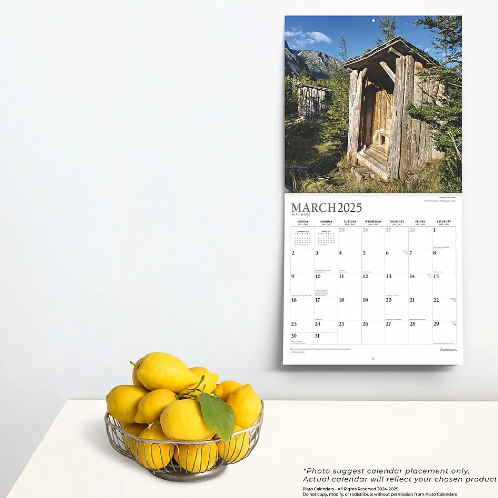 2025 Calendars|Plato 2025 Outhouses 12" x 12" Monthly Wall Calendar (9781975478773)