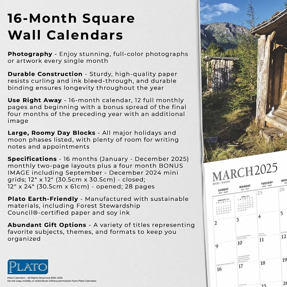 2025 Calendars|Plato 2025 Outhouses 12" x 12" Monthly Wall Calendar (9781975478773)