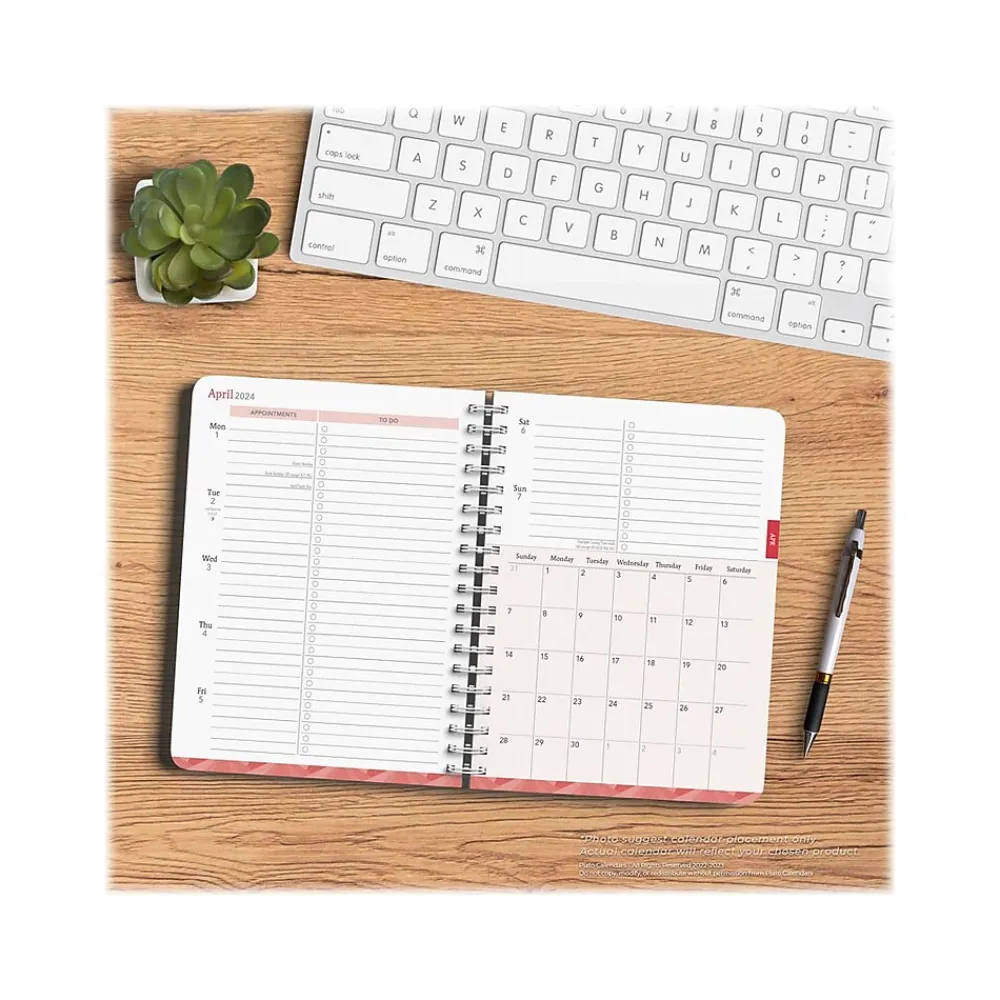 Academic Planners|Plato 2024 Seaside Currents 6" x 7.75" Academic & Calendar Weekly Planner, Paperboard Cover, Blue/Pink (9781975470579)