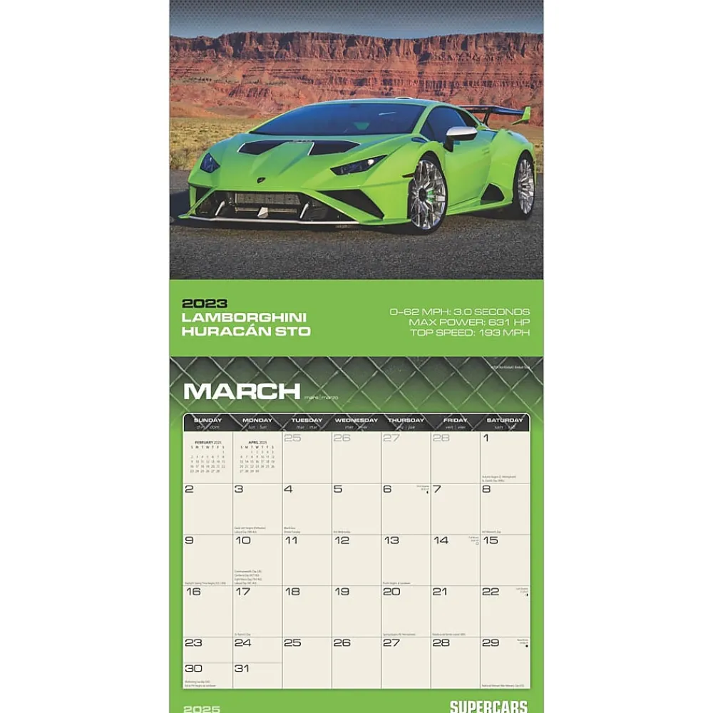 2025 Calendars|Plato 2025 Supercars 12" x 12" Monthly Wall Calendar (9781975480776)