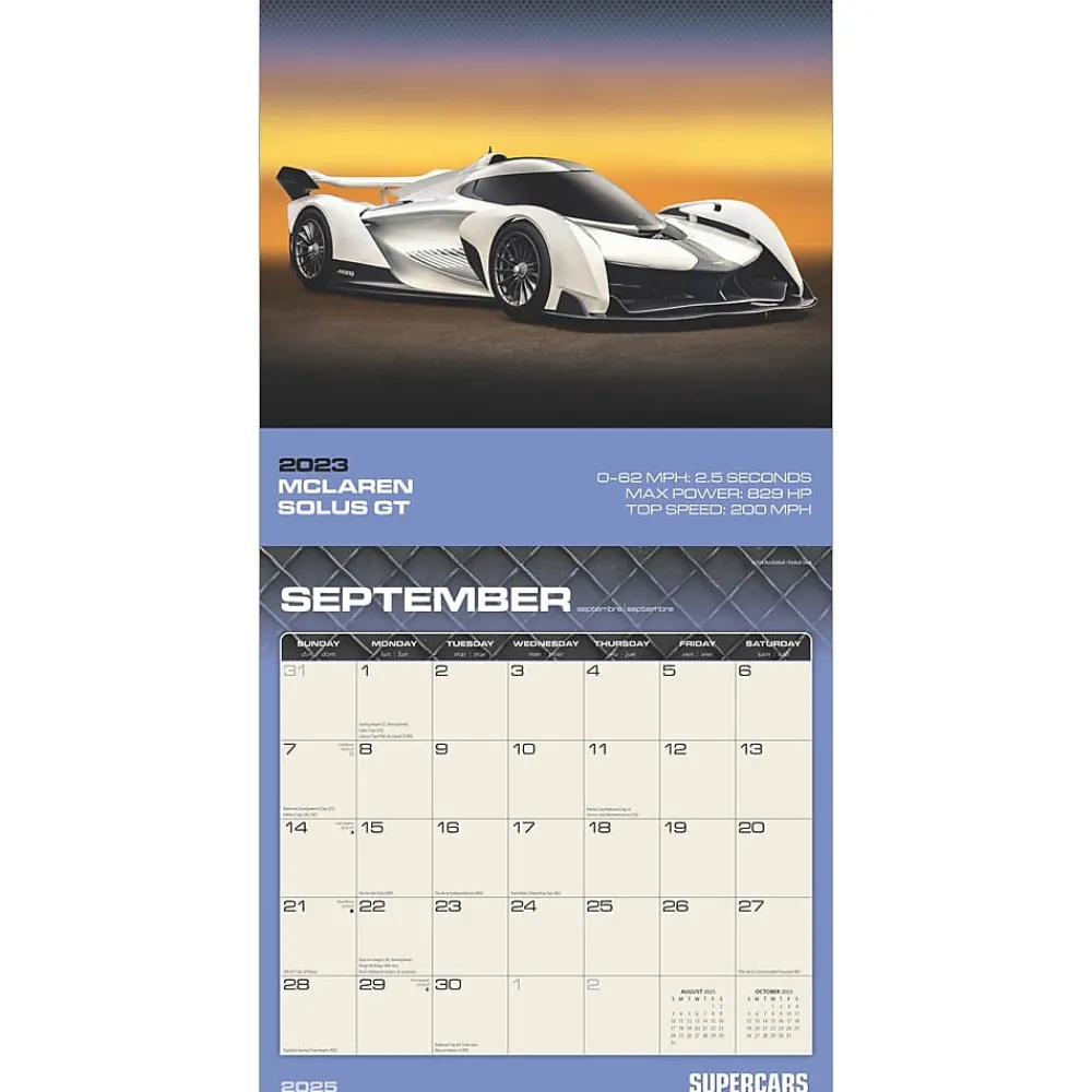 2025 Calendars|Plato 2025 Supercars 12" x 12" Monthly Wall Calendar (9781975480776)