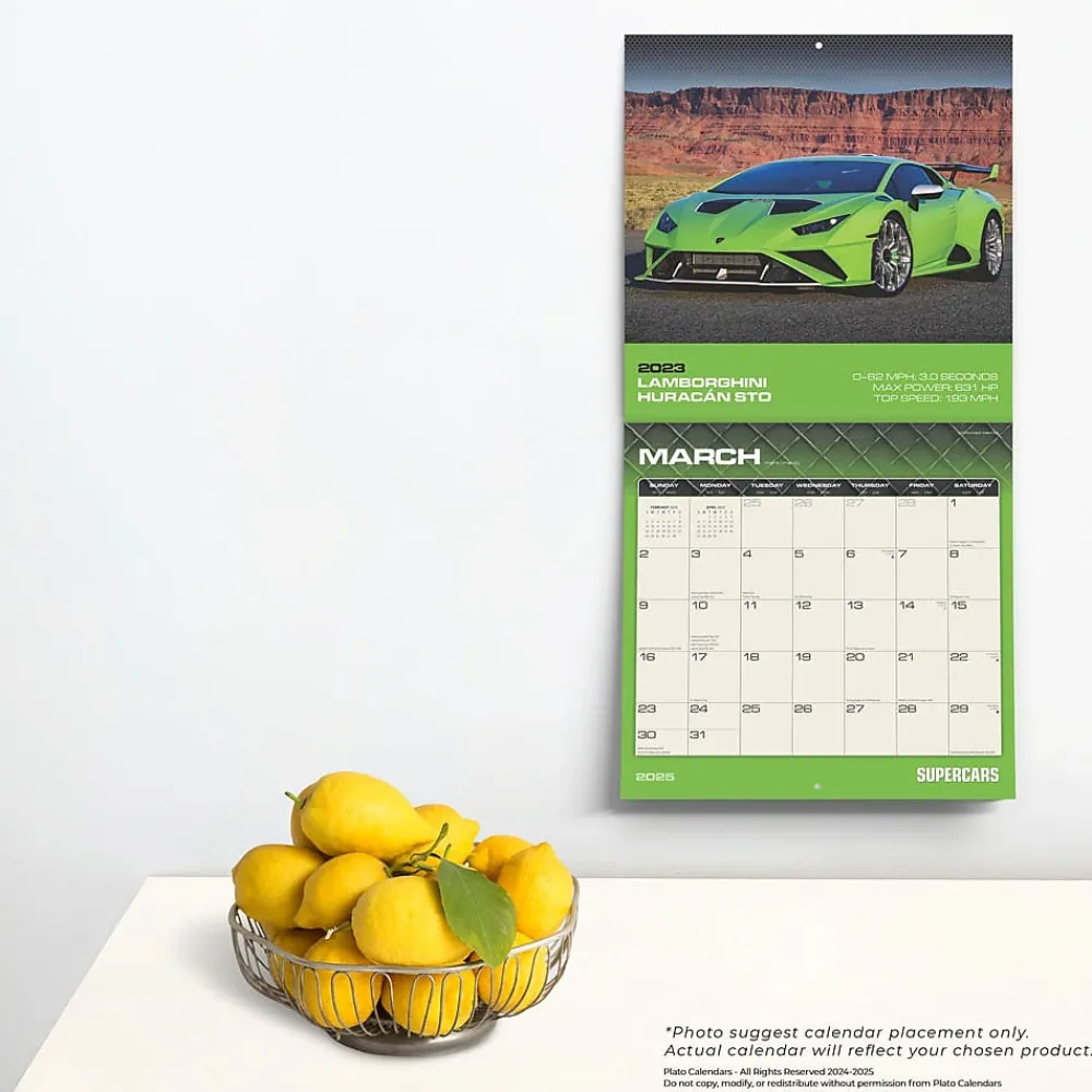 2025 Calendars|Plato 2025 Supercars 12" x 12" Monthly Wall Calendar (9781975480776)